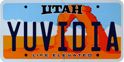 UT license plate YUVIDIA