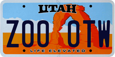 UT license plate Z000TW