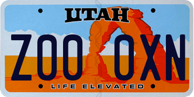 UT license plate Z000XN