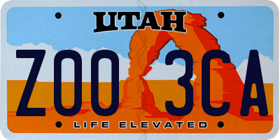 UT license plate Z003CA