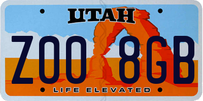 UT license plate Z008GB