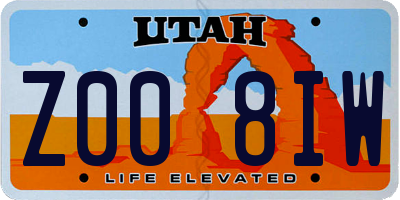 UT license plate Z008IW