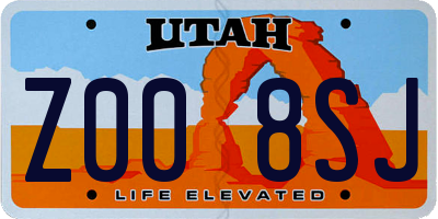 UT license plate Z008SJ