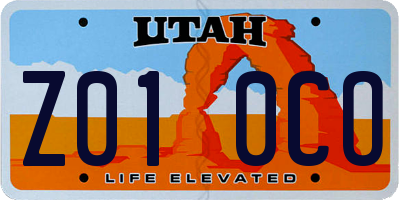 UT license plate Z010CO