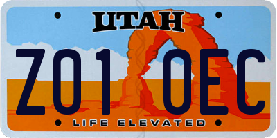 UT license plate Z010EC