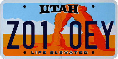 UT license plate Z010EY