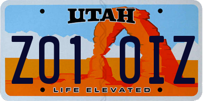 UT license plate Z010IZ