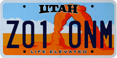 UT license plate Z010NM