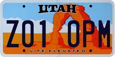 UT license plate Z010PM