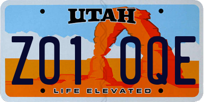 UT license plate Z010QE