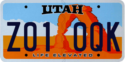 UT license plate Z010QK