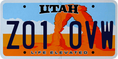 UT license plate Z010VW