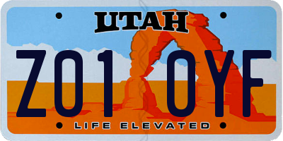 UT license plate Z010YF