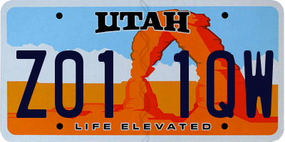 UT license plate Z011QW