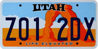 UT license plate Z012DX