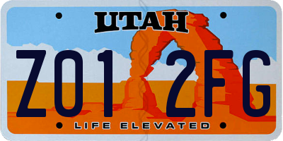 UT license plate Z012FG
