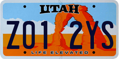 UT license plate Z012YS