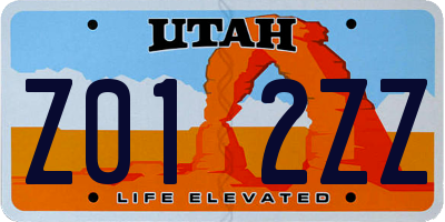 UT license plate Z012ZZ