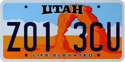 UT license plate Z013CU