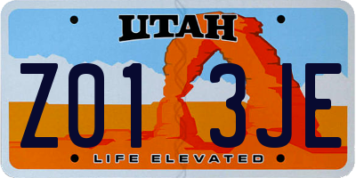 UT license plate Z013JE