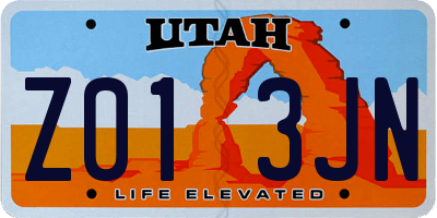UT license plate Z013JN