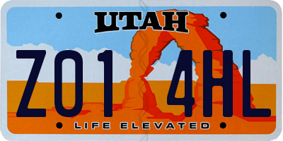 UT license plate Z014HL