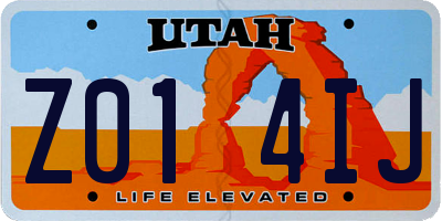 UT license plate Z014IJ