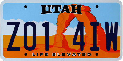 UT license plate Z014IW