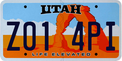 UT license plate Z014PI