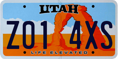 UT license plate Z014XS