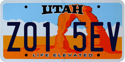 UT license plate Z015EV