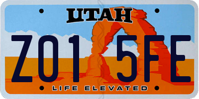 UT license plate Z015FE