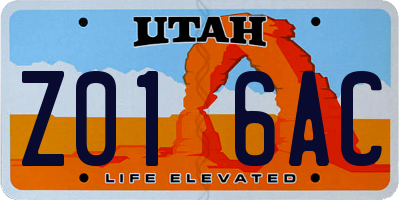 UT license plate Z016AC