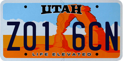 UT license plate Z016CN