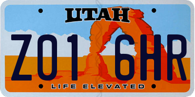 UT license plate Z016HR