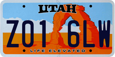 UT license plate Z016LW