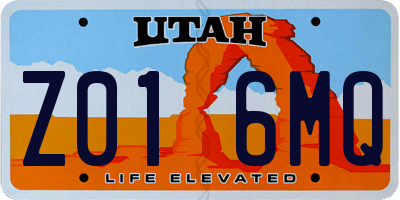 UT license plate Z016MQ