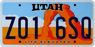UT license plate Z016SQ