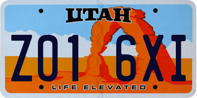 UT license plate Z016XI