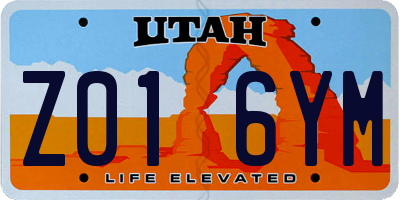 UT license plate Z016YM