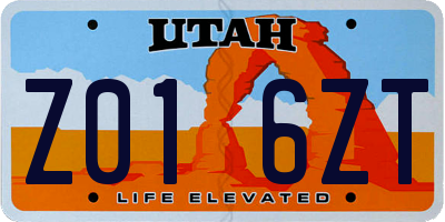 UT license plate Z016ZT