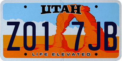 UT license plate Z017JB
