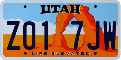 UT license plate Z017JW