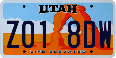 UT license plate Z018DW