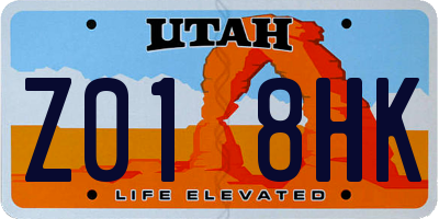 UT license plate Z018HK