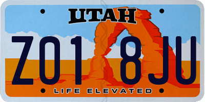 UT license plate Z018JU