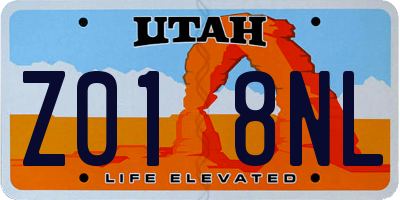 UT license plate Z018NL