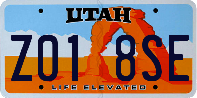 UT license plate Z018SE