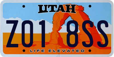 UT license plate Z018SS
