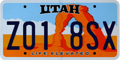 UT license plate Z018SX